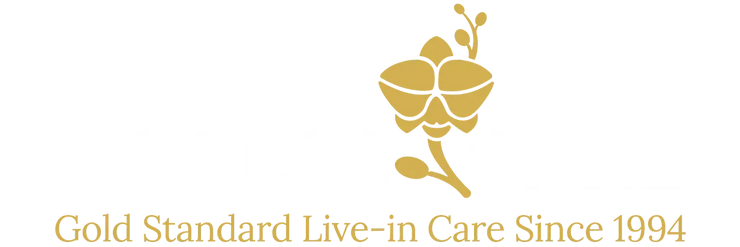 Gold logo with text 'Gold Standard Live-in Care Since 1994' on a white background